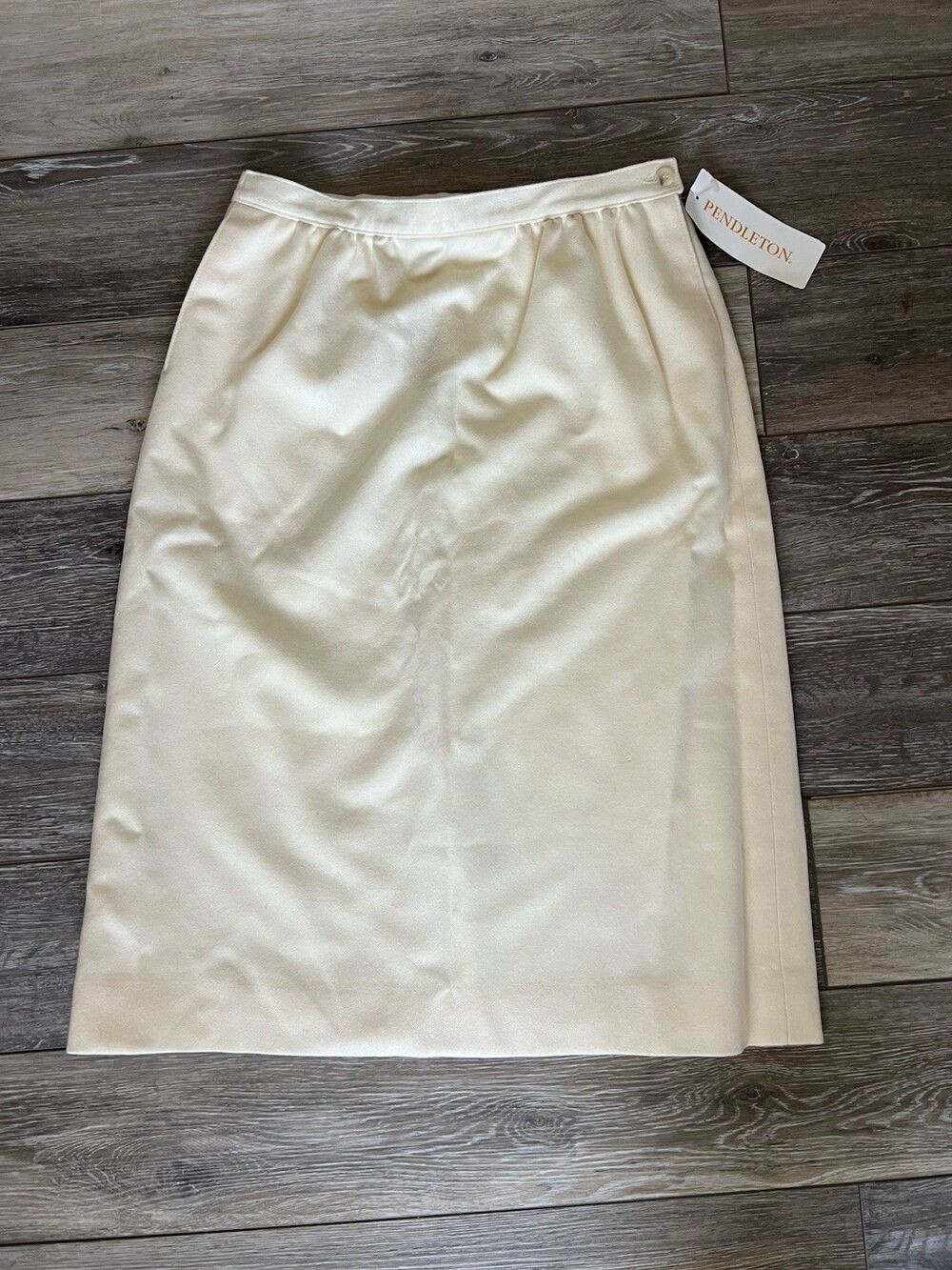 Vintage Pendleton Ivory 100% Virgin Wool Skirt Womens Size 12